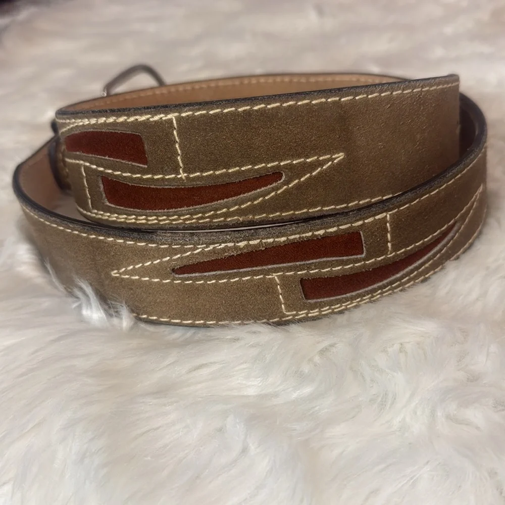 Vintage Split Cowhide Western Brown Green Leather Men Size 40